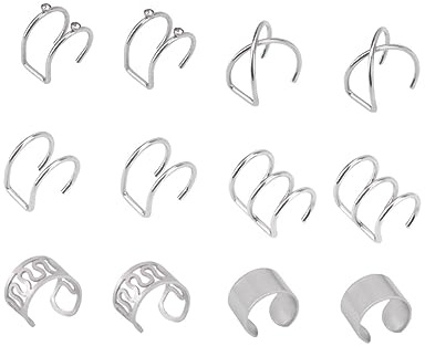 Mipcase Pendientes de Clip sin Perforación para Hombre y Mujer, 6 Pares de Acero Inoxidable Antialérgicos, Diseño de Moda para Uso Diario y Citas