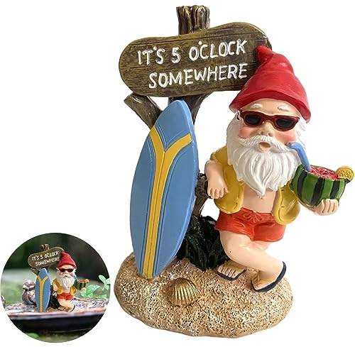 Funny Garden Gnomes Decoration Statue, Dwarf Figurines Ornament Resin Sculpture For Pation Yard Lawn Indoor Tabletop Home,Garden Gnomes Outdoor Funny,Rude Gnome Figurines(COLOR:Surfing)