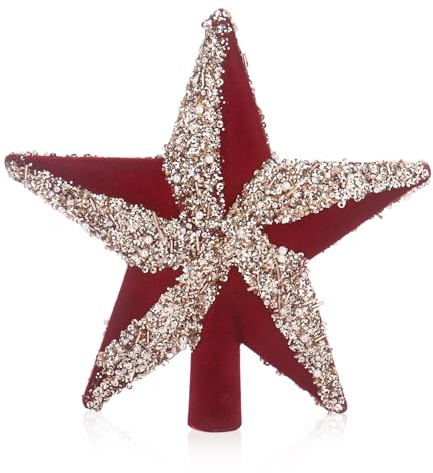 Weihnachtsbaumspitze Stern, 20CM Glitzer Christbaumspitze Rot Weihnachtsbaumspitze Kunststoff Weihnachtsbaum Sterne Spitze Weihnachtsverzierung
