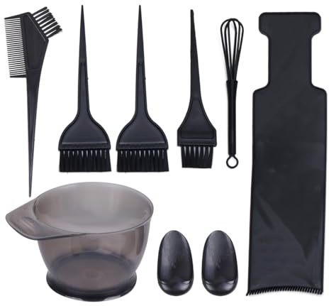 VILLCASE Kit de Coloration Capillaire 8 Pièces en Plastique Solide Comprenant Bol à Teinture Planche à Teindre Grosse Taille Peigne à Teinture et Pinceaux pour Usage Professionnel et