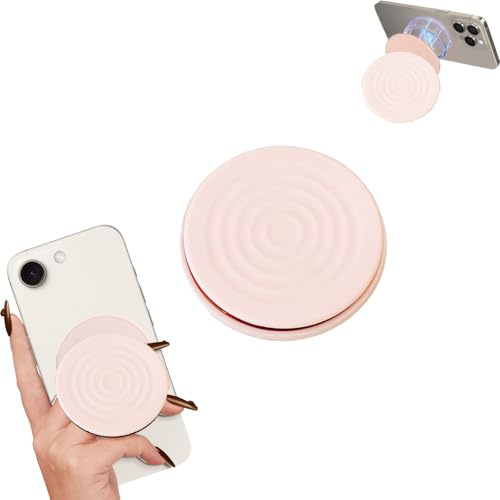Leeneen Strong Magnetic Phone Grip Compatible with Magsafe,Relax your fingers Car Cell Phone Grip Stand Magnetic Ring Holder Finger Kickstand for iPhone/Android Magnet Removable Accessories (pink)
