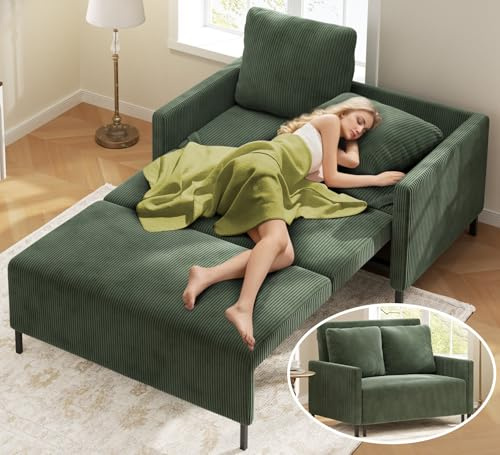 Domusensus Schlafsofa, 120CM Cord Sofa mit Schlaffunktion, 2 Sitzer Sofa