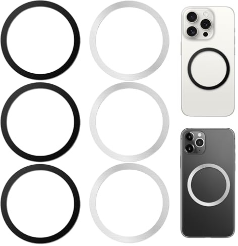 6 Pcs Universal Metal Ring Sticker for MagSafe | Magnetic Ring for iPhone Samsung Android Phone Case Magsafe Accessories