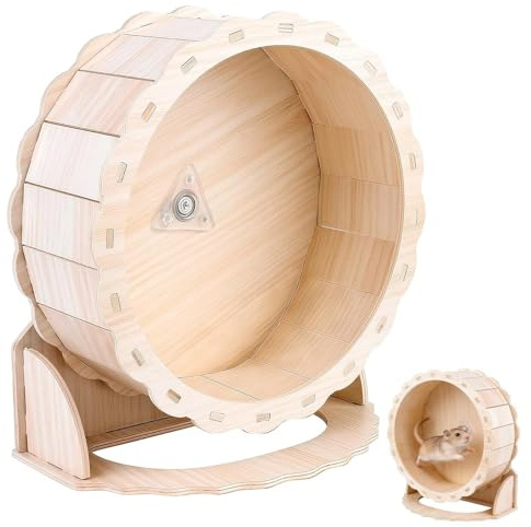 Touosy Ruota Criceto, Ruota Criceto Silenziosa 23 CM Legno Naturale con Superficie Chiusa in Sughero Presa Sicura, Esercizio Ricreativo Giochi Criceti per Topi da Corsa e Altri Piccoli Animali