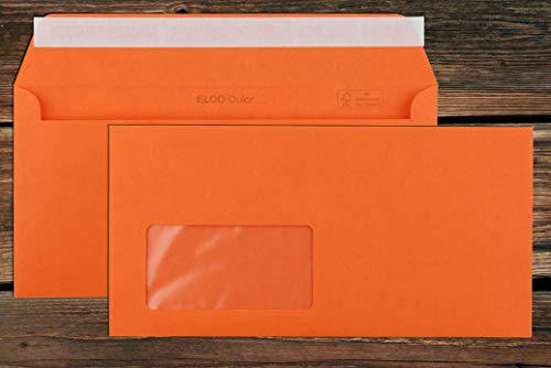 Elco Color Briefumschläge mit Fenster (lasertauglich) / orange / 114 x 229 mm (DL) / mit Abziehstreifen/haftklebend / 250 Stück