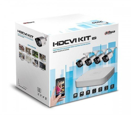 Kit Videosorveglianza Dahua HAC-KIT002 HDCVI con Dvr 8 canali, 4 telecamere fisse IR 720P e 1 HD 1Tb, alimentatore e cavo