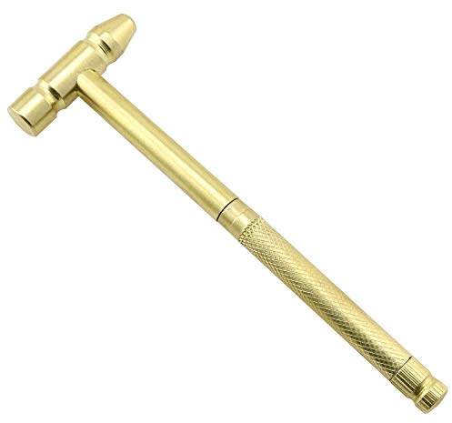 WHYHKJ 6 in 1 Mini Multifunction Copper Hammer and Screwdriver Hand Tools Ideal Tool for Watchmaker, Jewelers, Golden Color