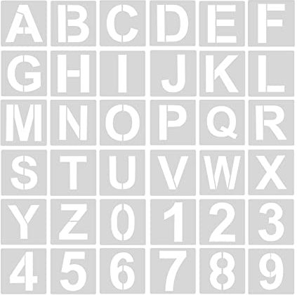 AIEX 36 Stück Alphabet-Schablonen, 10 cm, Kunststoff, wiederverwendbar, Buchstabenschablonen, Schablonen für Handwerk, Zahlen, für Kunst, Projekte, Dekoration, DIY, Malen