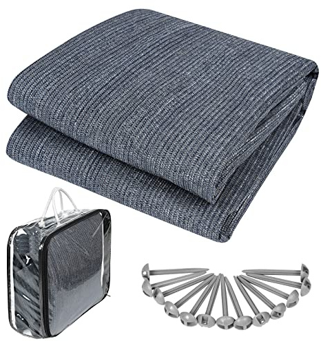 HENGMEI Förtältsmatta, campingmatta av högdensitetspolyeten, högkvalitativ markismatta med aluminiumöglor, tältunderlag med bärväska, blågrå, 2,5 x 3 m