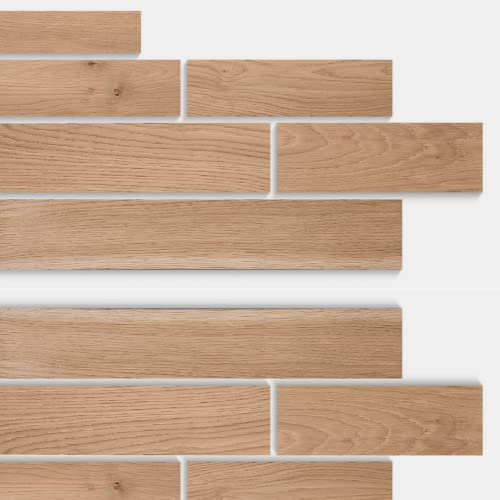 ABACHI WOOD Listelli in legno autoadesivi, pannelli decorativi bianchi per parete e soffitto, installazione facile con nastro 3M, confezione da 50 pezzi, pannelli piccoli