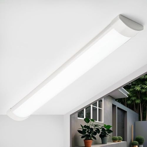 Qsmile 1 Stück LED Röhre 115cm, 6500K Superhell Ultradünne Lichtleist | Superhell & Ultradünn, Flimmerfrei, Robustes & langlebiges PC-Material, 60cm Vorverkabelt für Garage & Werkstatt