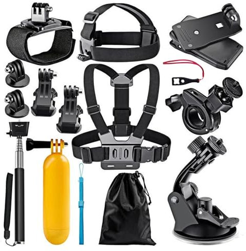 Helweet Kit de Accesorios para Cámara de Acción, Accesorios para Cámara de Acción, Accesorios para Cámara Deportiva, para Fotografía Deportiva, Compatible, 12 en 1