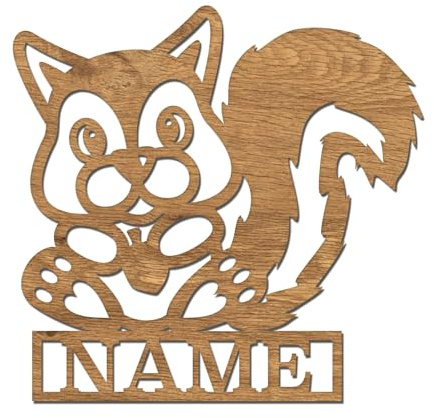 codiarts. Namensschild, Wandbild, Kinderzimmer, Kindertür, personalisierbar mit Namen, selbstklebend (Eichhörnchen)