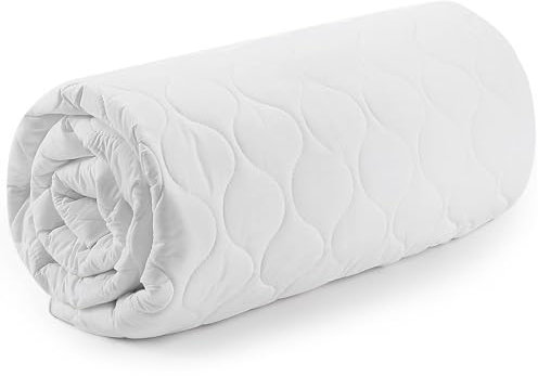 LivinEase Protector de colchón Acolchado Ajustable Doble, Protector de colchón (Blanco, 160 x 200 + 30 cm)