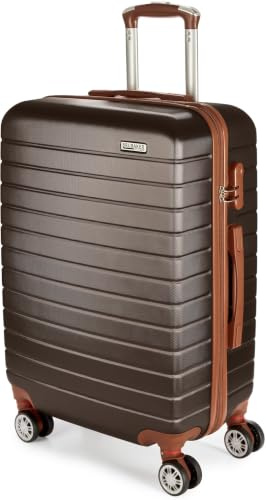 BRUBAKER Valise Rigide Paris - Trolley de Voyage avec Serrure à Numéro, 4 Roues et Poignées de Confort - Valise à roulettes 43 x 66,5 x 26 cm - ABS Valise Dure (L - Marron et Marron Clair)