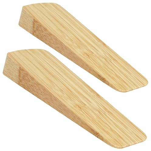 AFFIXERS Door Stop | Door Stoppers for Floor Anti-Skid, Durable, and Heavy Duty Rubber Door Stops | Ideal for All Types of Surfaces | Door Wedges Indoors (Wood, Pack of 2)