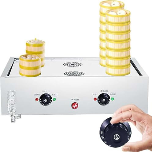 Cuiseur vapeur électrique à deux/quatre/six trous, machine à petits pains à la vapeur électrique commerciale, panier sans BPA, température de 30 à 110 ℃, alarme d'ébullition à sec, pour magasin