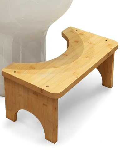 Toilettenhocker aus Bambusholz für Erwachsene, Klohocker für verbesserten Stuhlgang, WC Hocker für bequemes Sitzen im Badezimmer (Holzfarbe)
