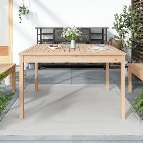HaoChrymec Gartentisch aus Massivholz Kiefer, Robuste Tischplatte, Für Balkon und Terrasse, Wetterfest, Beistelltisch Outdoor, Loungetisch Garten, 121 x 82.5 x 76 cm