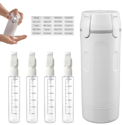 Lot de flacons distributeurs de Voyage 4 en 1 pour shampooing, Lotion | Flacon Distributeur De Voyage 4 en 1 avec éChelle Et éTiquette pour après-shampoing et crème, avec échelle et étiquette,Blanc