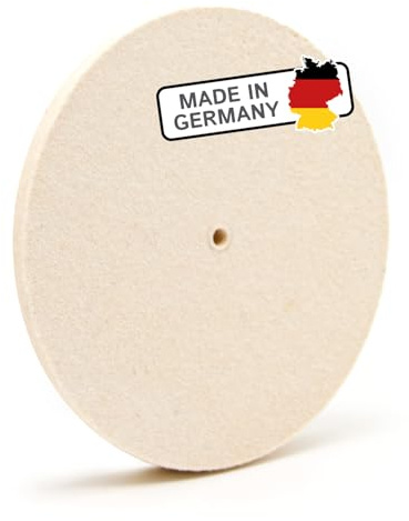 Polierscheibe für Schleifbock aus Filz (95% Wolle) mit Loch, Ø 200 mm, 5 mm dick, Polierfilz für Winkelschleifer und Drechselbank, Schleifbockscheibe aus Wollfilz – Made in Germany