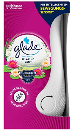 Glade, Ambientador Automático Sense y Spray con Sensor de Movimiento, Fragancia Relax Zenúmero Pack Completo Difusor, Recambio, 1 Unidad (Paquete de 1)