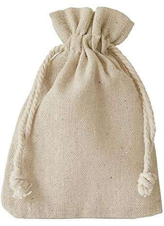 ORGANZABEUTEL24 | 6 Leinensäckchen, Leinenbeutel mit Baumwoll-Kordel, Stoffbeutel, Geschenkverpackung für Geburtstag, Hochzeit, Weihnachten... (10x8 cm)