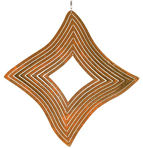 CIM Edelrost Windspiel - Raute 300 - Abmessung: Ø30cm - inkl. Kugellagerwirbel, Haken und Nylonschnur - attraktive Edelrost Dekoration