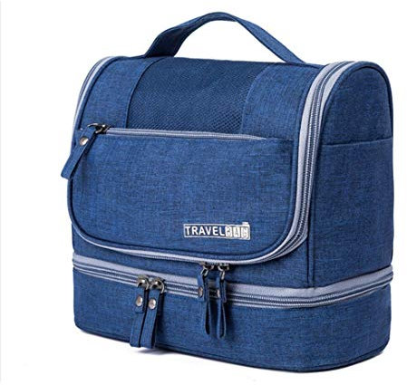 CYBERNOVA Kulturbeutel, gut Geteilte Kulturtasche für Reisen, wasserdichte Kosmetik-Organizer, großes Set, Zubehör, Netztaschen, kompakte Kulturtasche, perfekt für Damen und Herren Blau blau Large