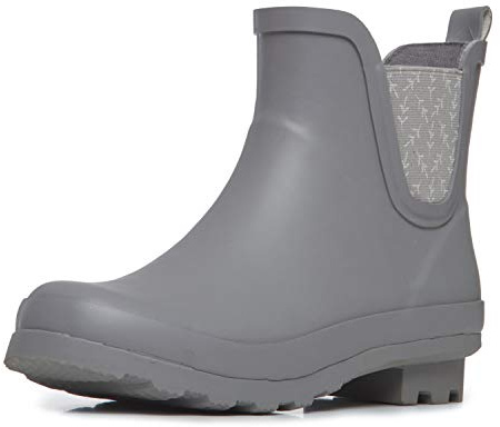Laura Ashley Ladies Mid Cut Ankle Height Rubber Snow and Rain Boots, Grey, 10