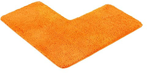 PANA® Duschvorleger mit Eckausschnitt - 50 x 100 x 100 cm - Farbe: Orange | Rutschfest & waschbar bei 30° - Duschvorleger in L-Form - Für Eckduschen und eckige Duschkabinen - Stark saugfähige Badematte