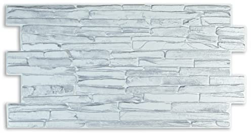 Lot de 10 panneaux muraux 3D en plastique PVC (Quartzite gris)