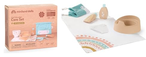 Miniland 94061 Hygiene-Set aus Holz für Puppen