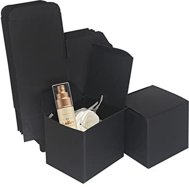 STRBOXONG Boîtes cadeaux en kraft noir, 50x50x50mm Petites boîtes cadeaux vides avec couvercles pour cadeaux, boîtes à dragées pour fêtes, mariages ou anniversaires (10 pièces)