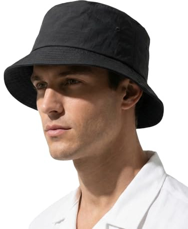 Zylioo Fischerhut XXL/XL/L, Großer Kopf UV Anglerhut,Sonnen Schutz Bucket Hats, Sommer Schnelltrocknend Golf Hat Schwarz L