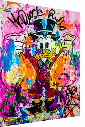 Magic Canvas Art Dagobert Duck Pop Art Leinwandbild 1- teilig Hochwertiger Kunstdruck Wandbilder – B8100, Größe: 100 x 75 cm