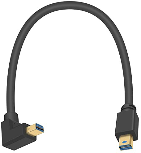 Maxhood Mini Displayport Cable 1ft, 90 Degree Mini Displayport to Mini Displayport Cable, 8K@60Hz Down Angled Mini DP to Mini DP Cable, Support mDP 1.4 Extender for Audio & Video Laptop PC