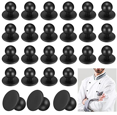 100 Stück Kugelknöpfe für Kochjacken, Kochjackenknöpfe, Rundknöpfe für Kugelknopf Kochjacken Kochknöpfe Kugelknöpfe - Schwarz
