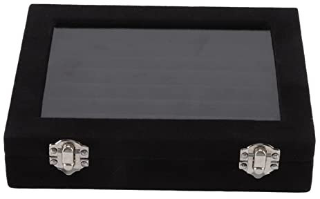 Joyzan 7 Fente Boîte Rangement Velour, Clair Couvercle Bague Section Plateau Presentoir Bijoux Organisateur Anneaux Bracelet Coffret à Bijoux Bouton Manchette Vitrine Boucle Clous Oreille Emplacement