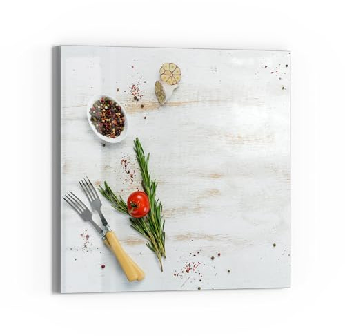 DEQORI Glas-Magnettafel | 50x50 cm groß | Motiv Küchenkräuter und Gewürze | Memo-Board aus Glas | Magnetboard inkl. Magnete, Stift & Tuch für Küche & Büro | Tafel magnetisch & beschreibbar