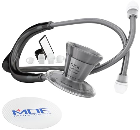 MDF Instruments ProCardial Kardiologie-Stethoskop, Leichtgewicht Titan, Erwachsene, Doppelkopf, schwarz | Metalika MDF797TMT11