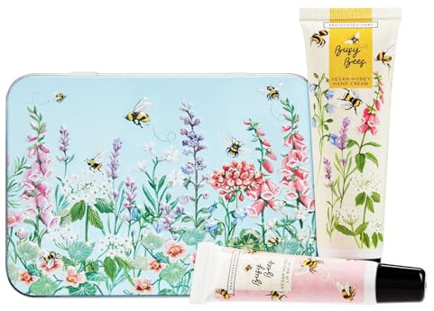 Heathcote & Ivory Hand Cream 50ml, Lip Balm 10ml In A Tin, Essential Oils and Shea Butter, Moisturising and Skin Conditioning, Vegan Honey, Travel Size, Cruelty Friendly, Beauty Gift For Her