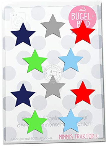 Bügelbild 10 Sterne 3 cm BUNT gemischt oder einfarbig Flockfolie Aufbügler Applikationen Bügelsticker für Stoffe Textilien Kinder zum Aufbügeln Flicken, Farbe:Set 1