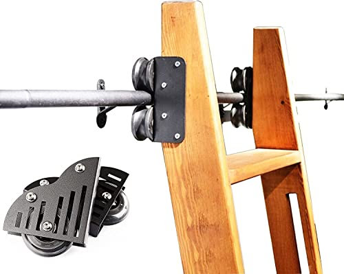 Schiebe-Scheunentor-Set, mit Bodenrollenrädern, rollende Leiter, Bibliothekszubehör, runde Rohrschiene/Schiene, mobile Leiterschiene für Zuhause/Büro – Schwarz (Größe: 20 Fuß/600 cm Schienenset)