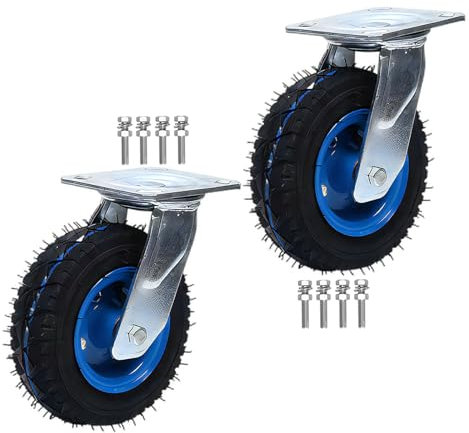 2 Stück Bockrolle Luftrad, Transportrolle Mit Bremse Leise Stoßdämpfung Leicht Zu Installieren Abriebfest Durchmesser 150/200/250MM Lenkrollen Für Möbel, Zum Speisewagen Mechanisch Möbel