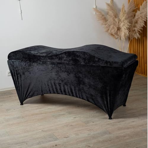 Untitled Wave Matratze und Liegebezug Set mit Memory Foam 190x70 cm für Kosmetikliege, Massageliege, mit Bezug aus Velours - schwarz