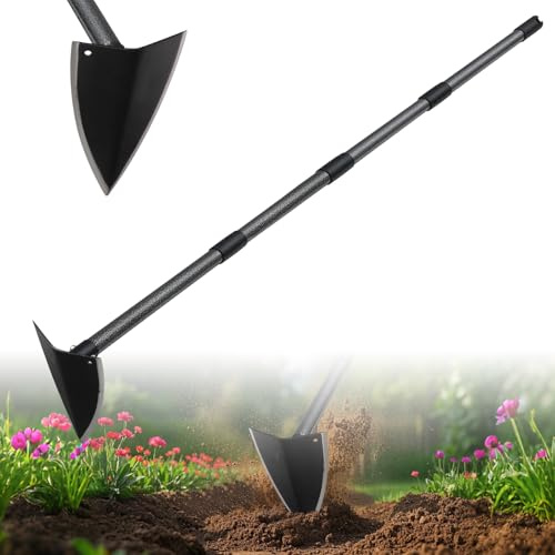 OLLIDOT Gartenhacke Gartenwerkzeug, 182cm Gartenhacke Dreieck, Gartenhacke mit scharfer Klinge zum Graben, Jäten, Schneiden und Lösen von Boden, längenverstellbarer Metallgriff, 6FT
