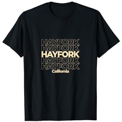Vintage Hayfork, California Repeating Text T-Shirt
