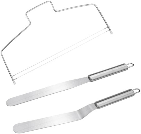 EXIN DEHCEN 3 Pezzi Accessori per Torte, Spatola Spatole per Dolci Pasticceria e Torte, Glassa Spatole in Acciaio Inox, Taglia Pan Torta Regolabile a Strati di Spagna per Cottura Fai da Te, Glassa