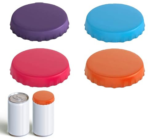 4 PCS Silicone Beverage Can Lids, Soda Saver Caps Leak-Proof & Dust-Resistant Can Covers Drinks Can Protection Beverage Can Sealer Silicone Can Lids for Outdoor Parties Camping, and Travel Multicolor